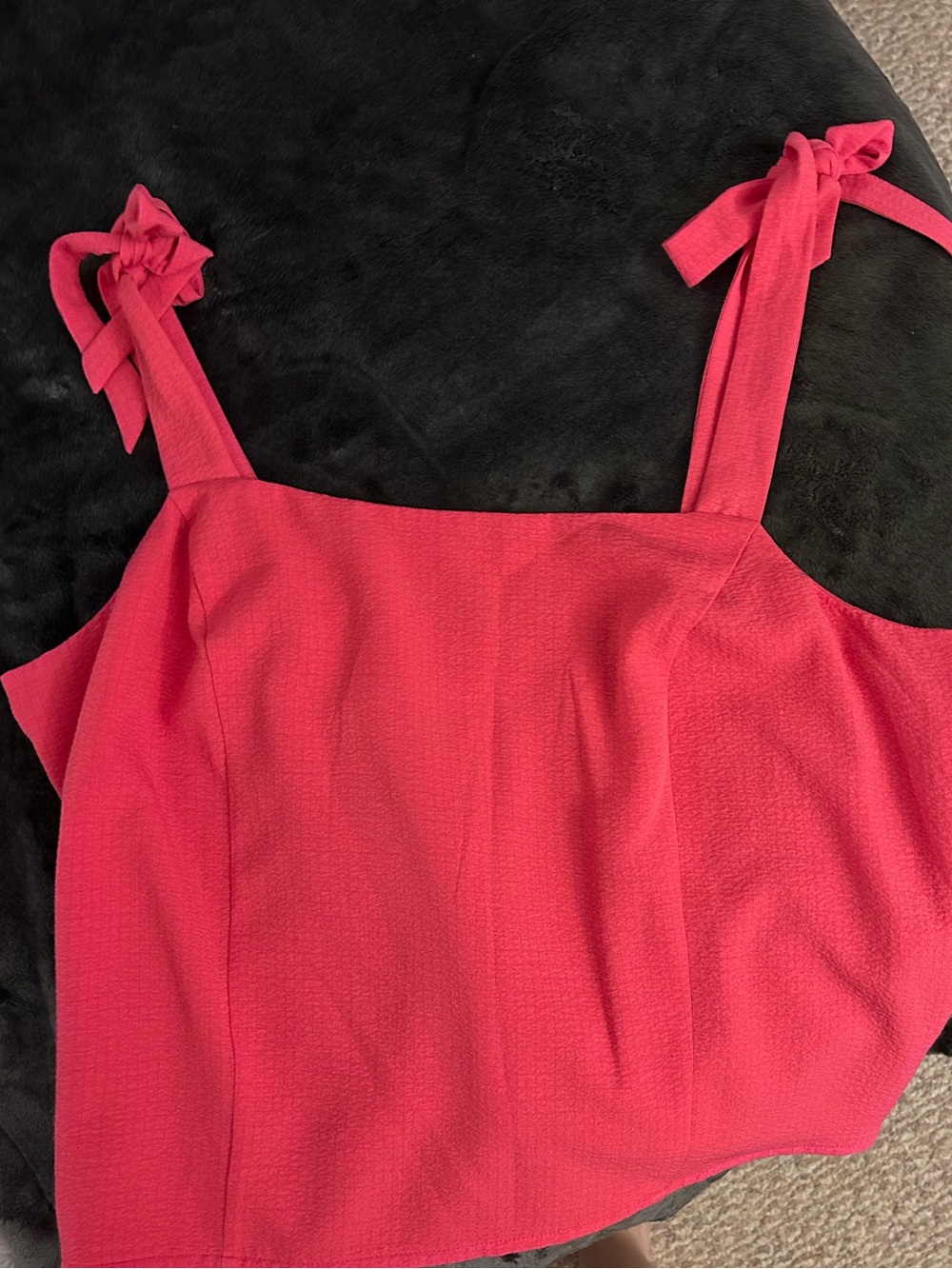 Old Navy Bright Pink Tie-Shoulder Square-Neck Tank